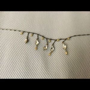 Gold crystal and pearl necklace